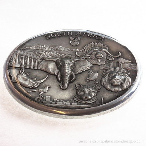 Personalized, Custom Metal Craft Engraved Logo Antique Silver Belt Buckle / Accessories